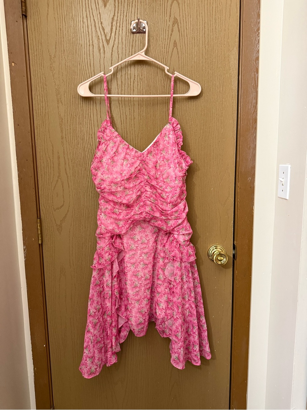 Fashion Nova Pink Floral Chiffon Mini Dress